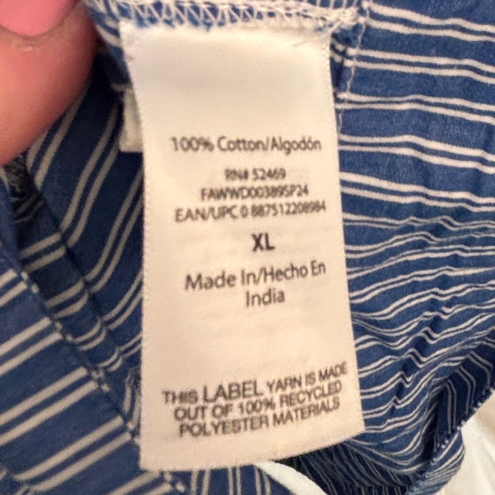 Free Assembly Blue & White Striped Cotton Midi Shirtdress with Belt Women’s XL - Picture 6 of 6